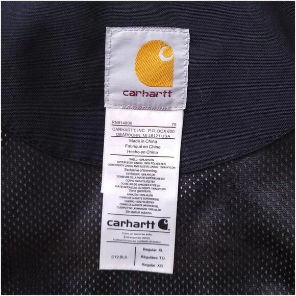 CARHARTT XL Blue Shoreline Waterproof Jacket C72 BLS Full Zip Hooded Mesh Lined - Picture 14 of 14